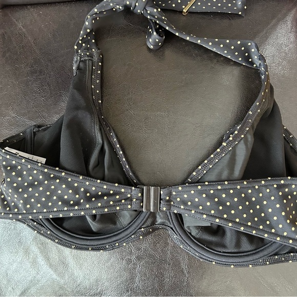 Freya Sagittarius Banded Halter Bikini Top 3888 Black with Gold Polkadot 36DD - Picture 5 of 9